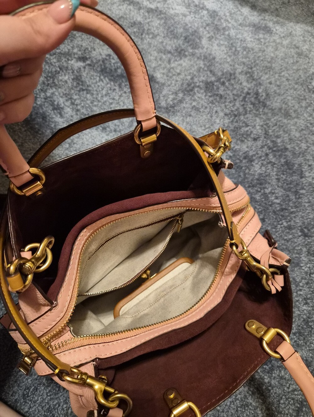 Coach Pebbled Leather Rogue Satchel with Gold Hardware PEONY - Picture 7 of 9